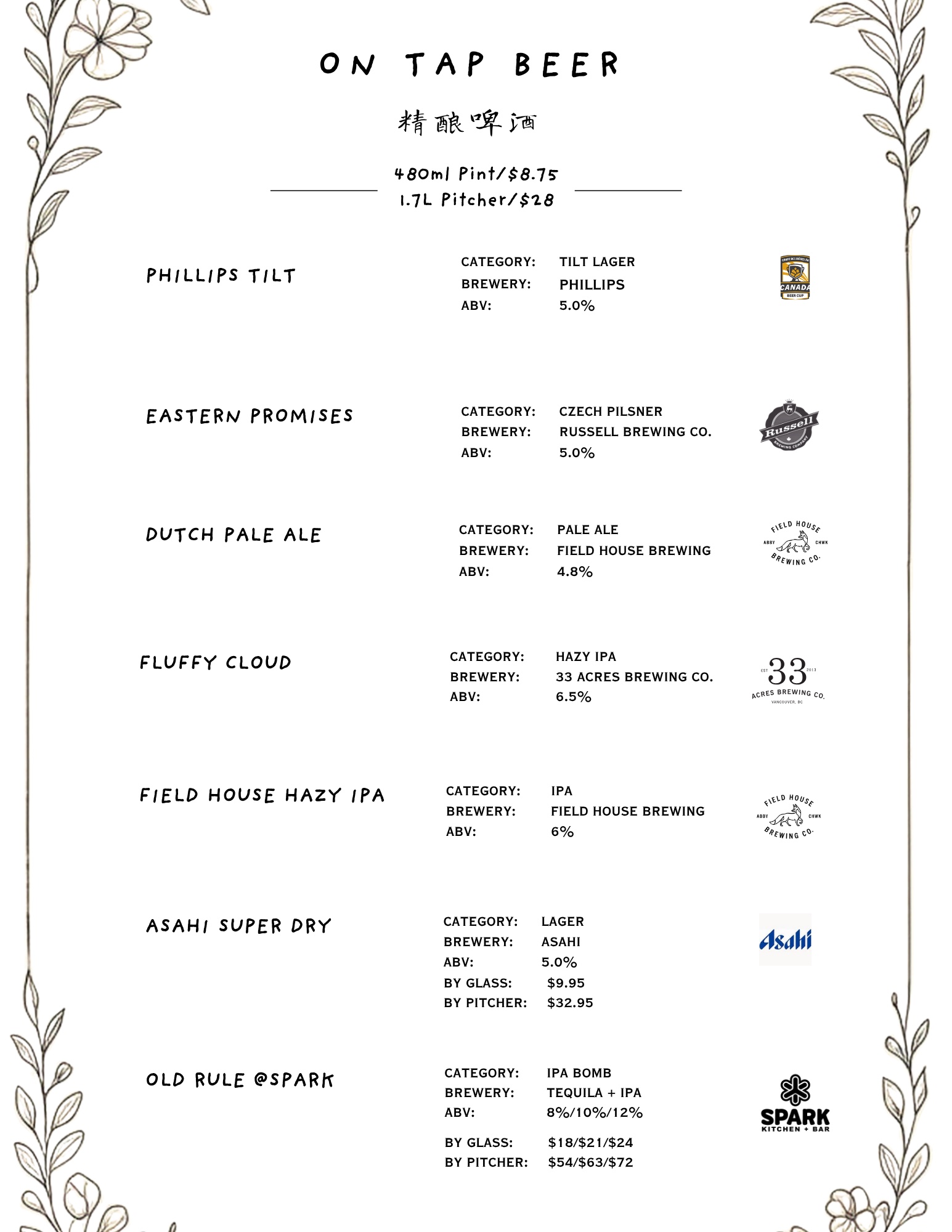 Drinks menu · 04 — official full menu page